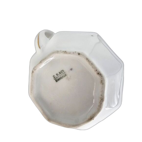 Z.S & Co. Bavaria White Porcelain Creamer Floral Gold Trim - Picture 7 of 8